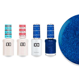 DND 694 Moon River Blue - #500 Base, #600 Top, Gel & Lacquer Combo