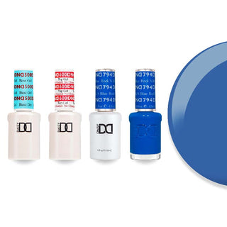 DND 794 Rock n Blue - #500 Base, #600 Top, Gel & Lacquer Combo