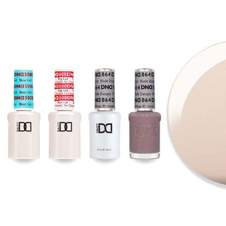 DND 864 Nude Escape - DND Sheer Collection - #500 Base, #600 Top, Gel & Lacquer Combo