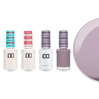 DND 874 Loss Lavender - DND Sheer Collection - #500 Base, #600 Top, Gel & Lacquer Combo