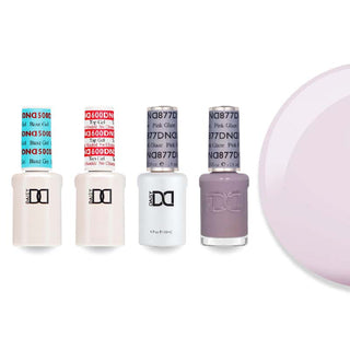 DND 877 Pink Glaze - DND Sheer Collection - #500 Base, #600 Top, Gel & Lacquer Combo