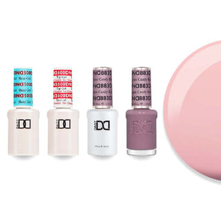 DND 883 Candy Kisses - DND Sheer Collection - #500 Base, #600 Top, Gel & Lacquer Combo