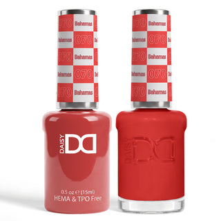 DND HEMA & TPO Free Gel Nail Polish Duo - 070 - Bahamas - Red Colors - 0.5 oz