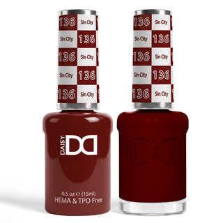DND HEMA & TPO Free Gel Nail Polish Duo - 136 - Sin City - Red Colors - 0.5 oz