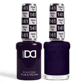 DND HEMA & TPO Free Gel Nail Polish Duo - 141 - Velvet Fig - Black Colors - 0.5 oz