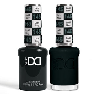 DND HEMA & TPO Free Gel Nail Polish Duo - 145 - Lucid Navy - Black Colors - 0.5 oz