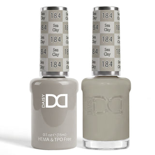 DND HEMA & TPO Free Gel Nail Polish Duo - 184 - Sea Clay - Gray Colors - 0.5 oz