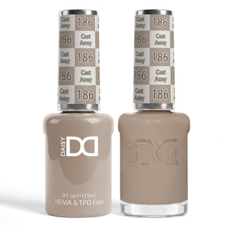 DND HEMA & TPO Free Gel Nail Polish Duo - 186 - Cast Away - Gray Colors - 0.5 oz