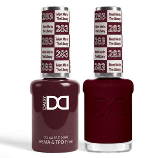 DND HEMA & TPO Free Gel Nail Polish Duo - 283 - Meet Me In The Library - Red Colors - 0.5 oz