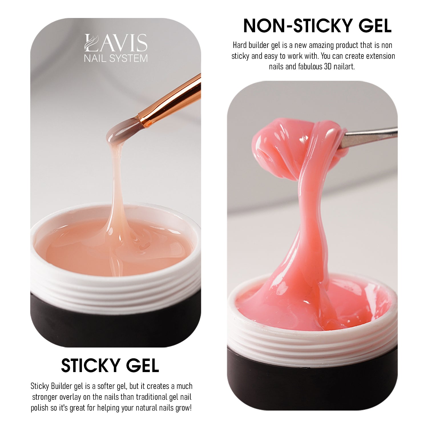 LAVIS J10 - Builder Gel In The Jar 15g - Milky White Non Sticky