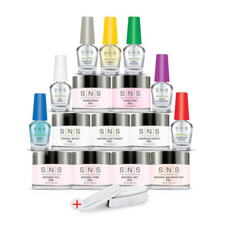 Dip Powder Grand Master Kit 9 + FREE MOLDING: French White, American White, Natural Pink, Natural Set Sheer, X Dark Pink, Natural Set, Natural Fill, Sunscreen, Natural Balance Out, 7 Essentials