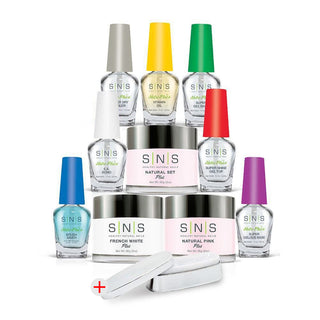 Dip Powder Student Kit 3 + FREE MOLDING: Natural Set, Natural Pink, French White, 7 Essentials