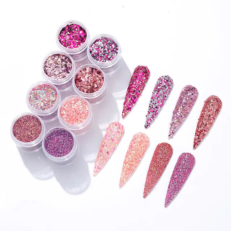 8pcs Nail Glitter Sequins - Set 4