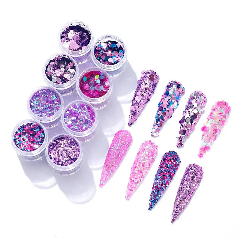 8pcs Nail Glitter Sequins - Set 3