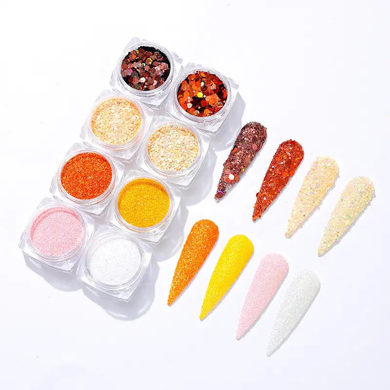 8pcs Nail Glitter Sequins - Set 1