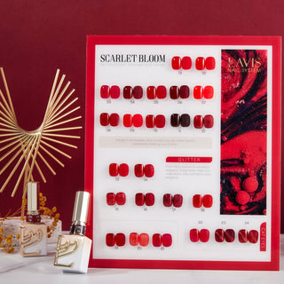 LAVIS C02 Set 24 Colors Gel Polish 0.5 oz Scarlet Bloom Collection + FREE Sample Color Chart + FREE LAVIS Base Top Coat