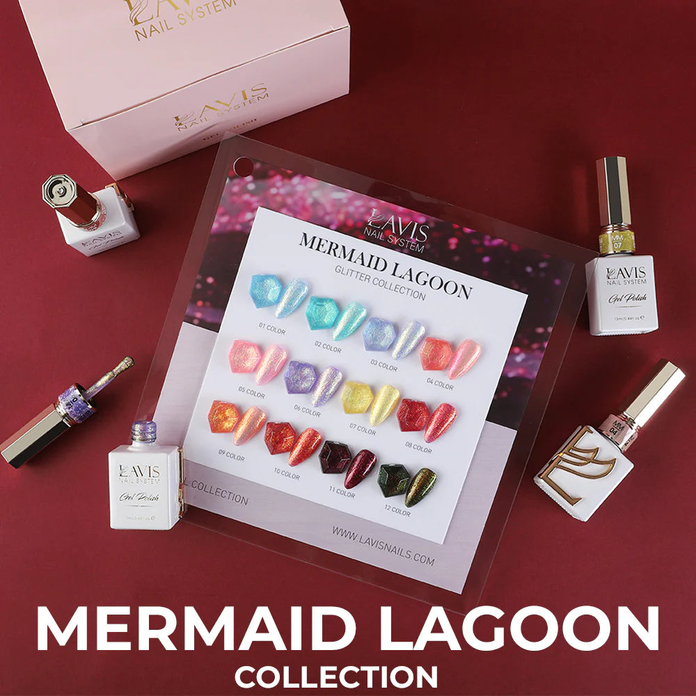 LAVIS MM 12 Colors - Gel Polish 0.5oz - Mermaid Lagoon Glitter Collection