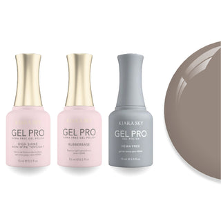 Kiara Sky Gel Pro Polish - HEMA-Free Rubber Base - High-Shine Non-Wipe Top Coat - 101 Grey-cious