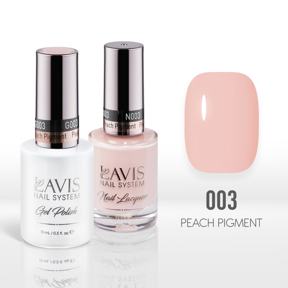 Lavis Gel Nail Polish Duo - 003 Beige, Pink Colors - Peach Pigment
