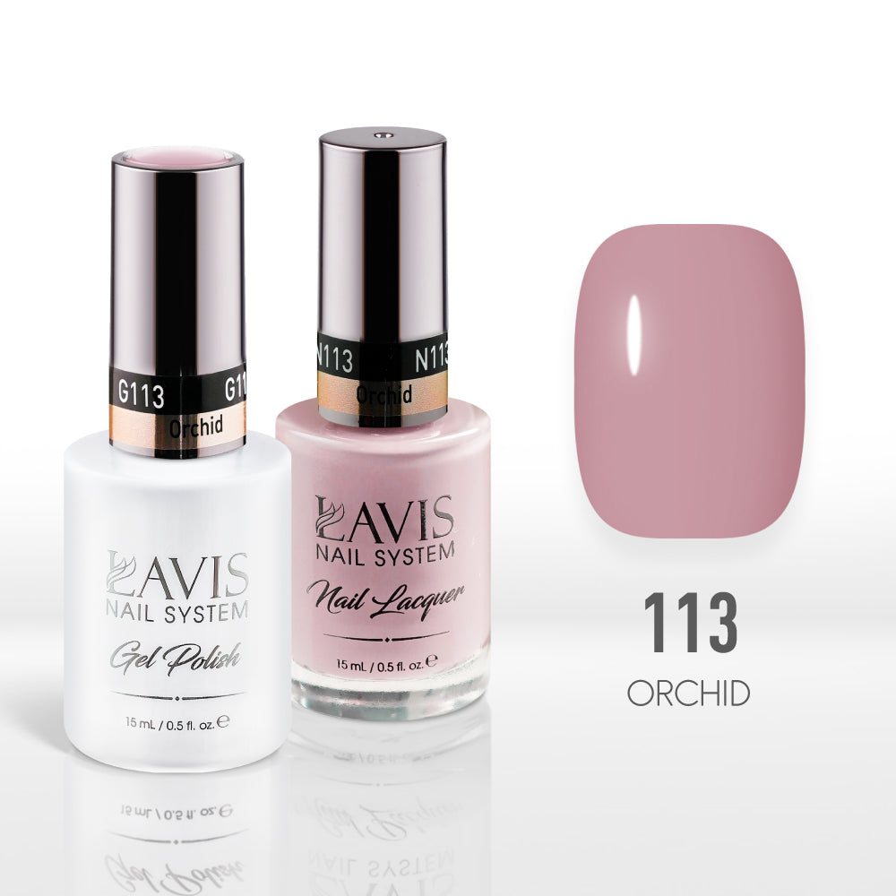 Lavis Gel Nail Polish Duo - 113 Vintage, Rose Colors - Orchid