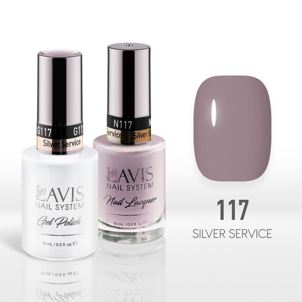 Lavis Gel Nail Polish Duo - 117 Gray Colors - Silver Service
