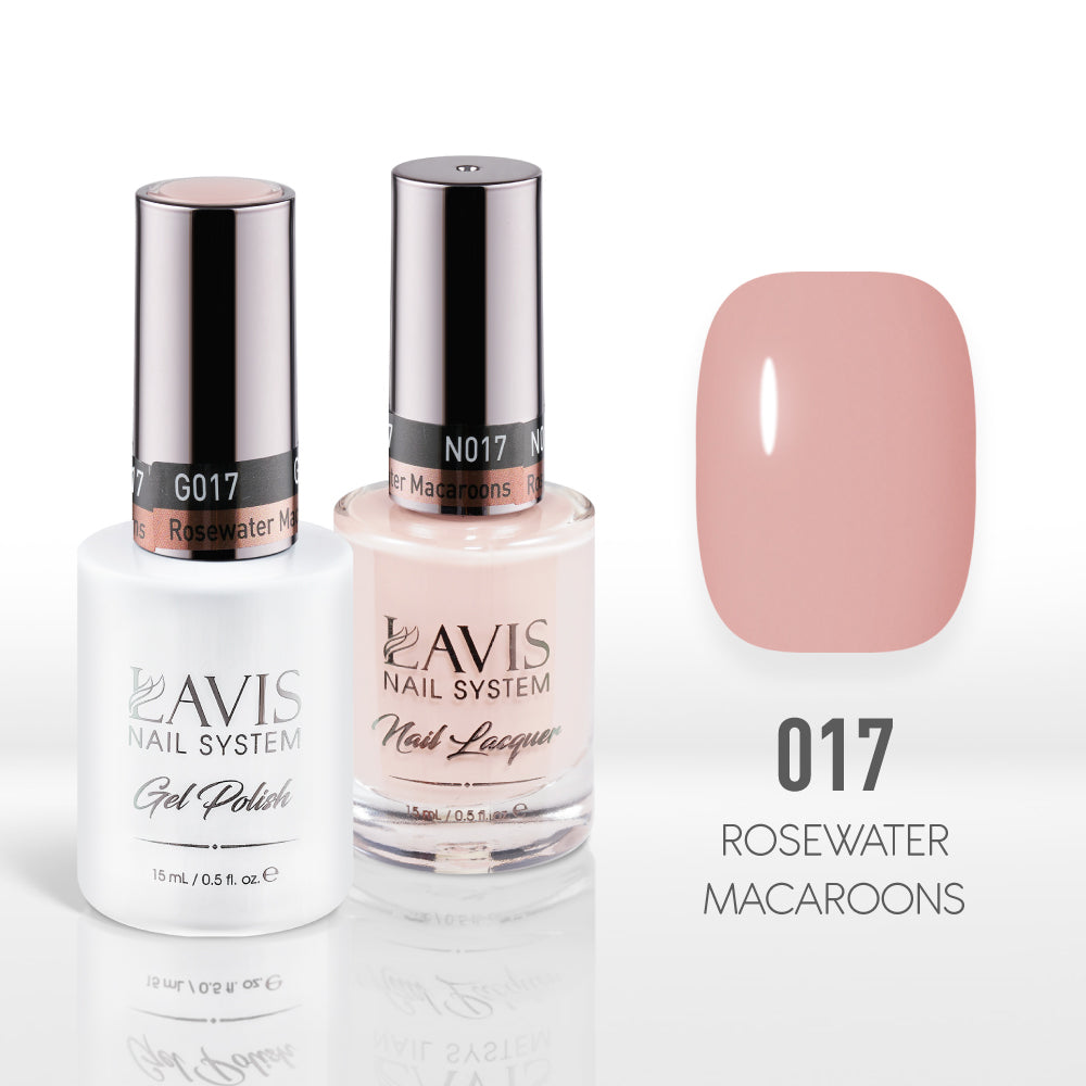 Lavis Gel Nail Polish Duo - 017 Beige, Coral Colors - Rosewater Macaroons