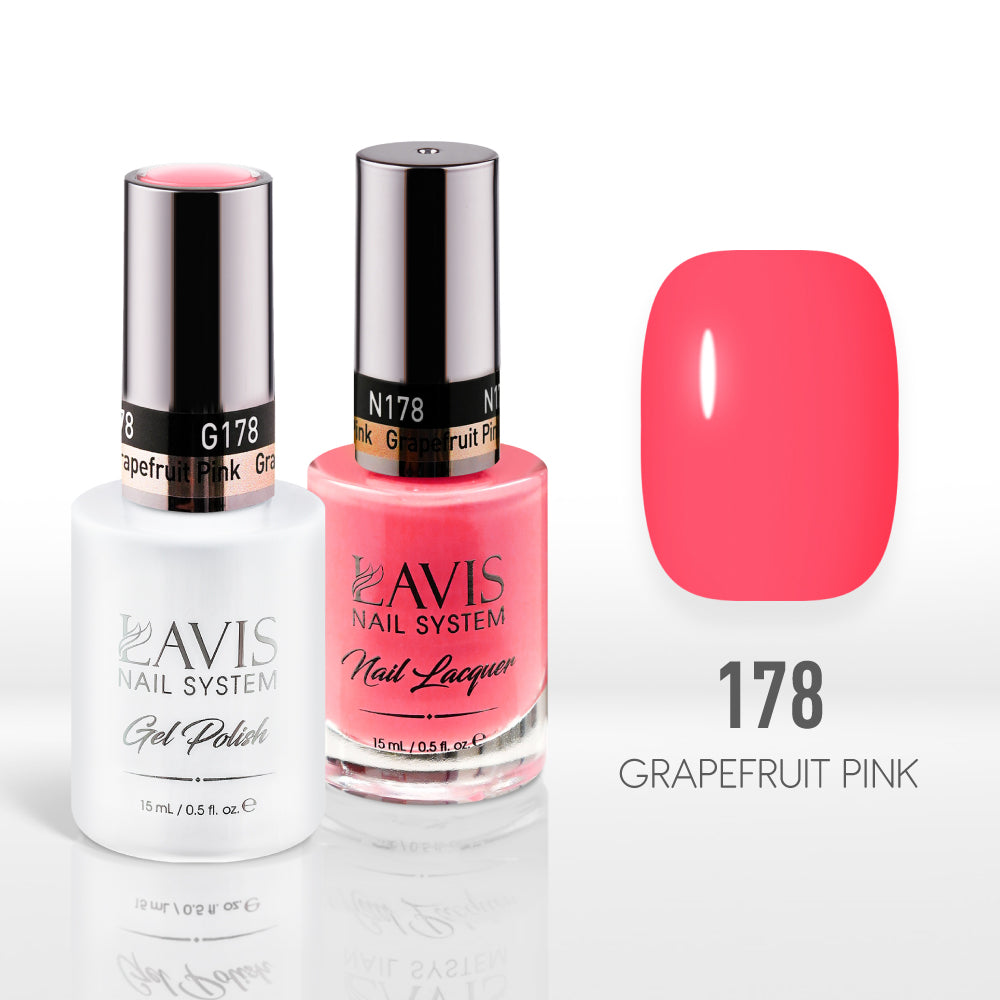 Lavis Gel Nail Polish Duo - 178 Pink Colors - Grapefruit Pink