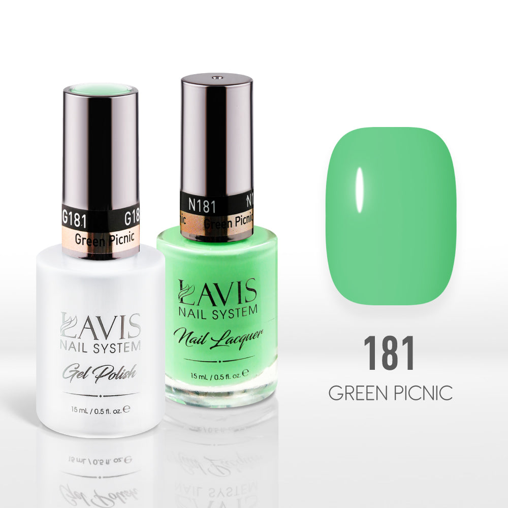 Lavis Gel Nail Polish Duo - 181 Green Colors - Green Picnic