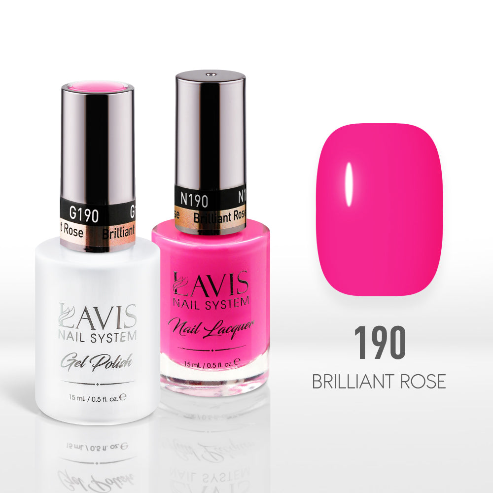 Lavis Gel Nail Polish Duo - 190 Pink Colors - Brilliant Rose