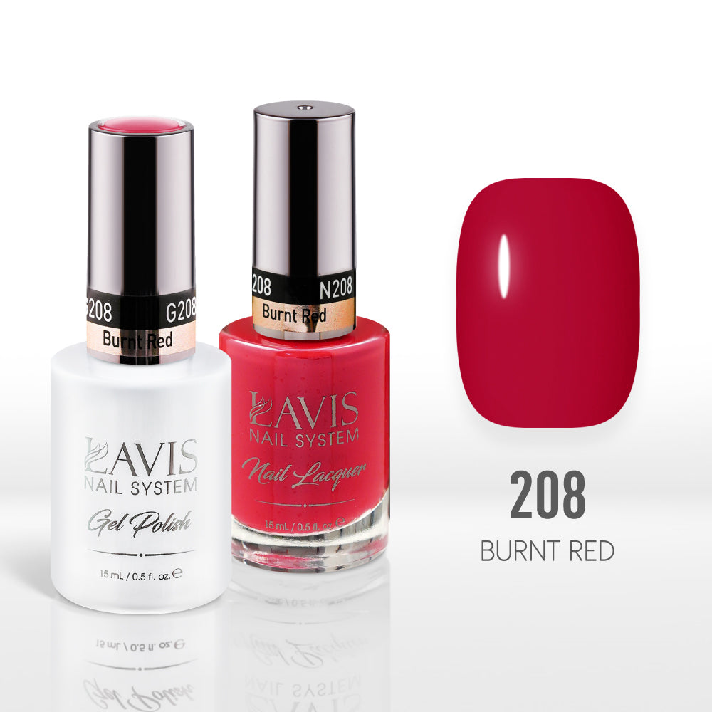Lavis Gel Nail Polish Duo - 208 Scarlet Colors - Burnt Red