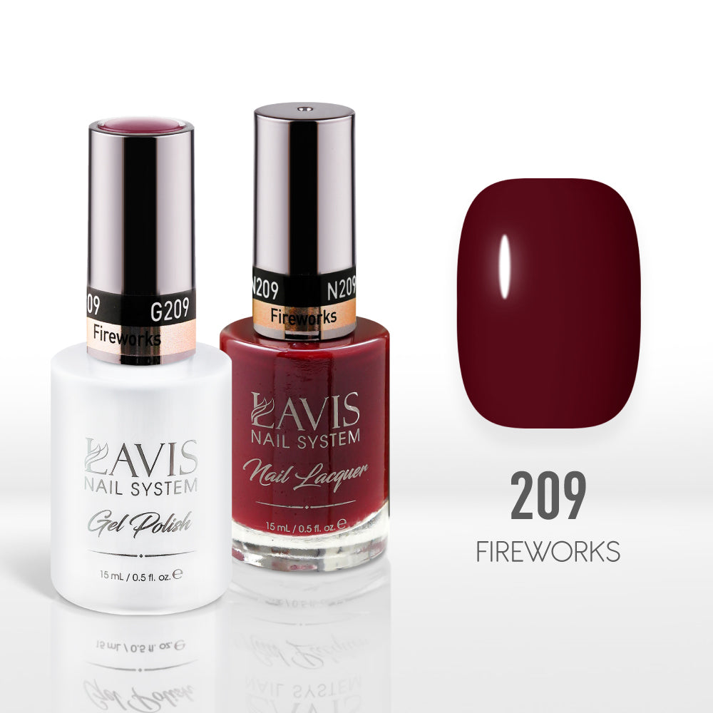 Lavis Gel Nail Polish Duo - 209 Crimson Colors - Fireworks