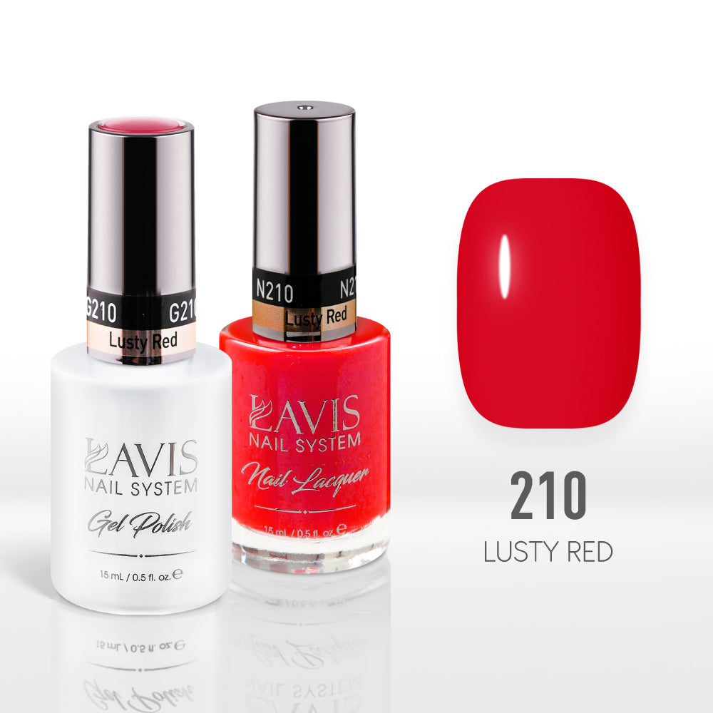 Lavis Gel Nail Polish Duo - 210 Scarlet Colors - Lusty Red