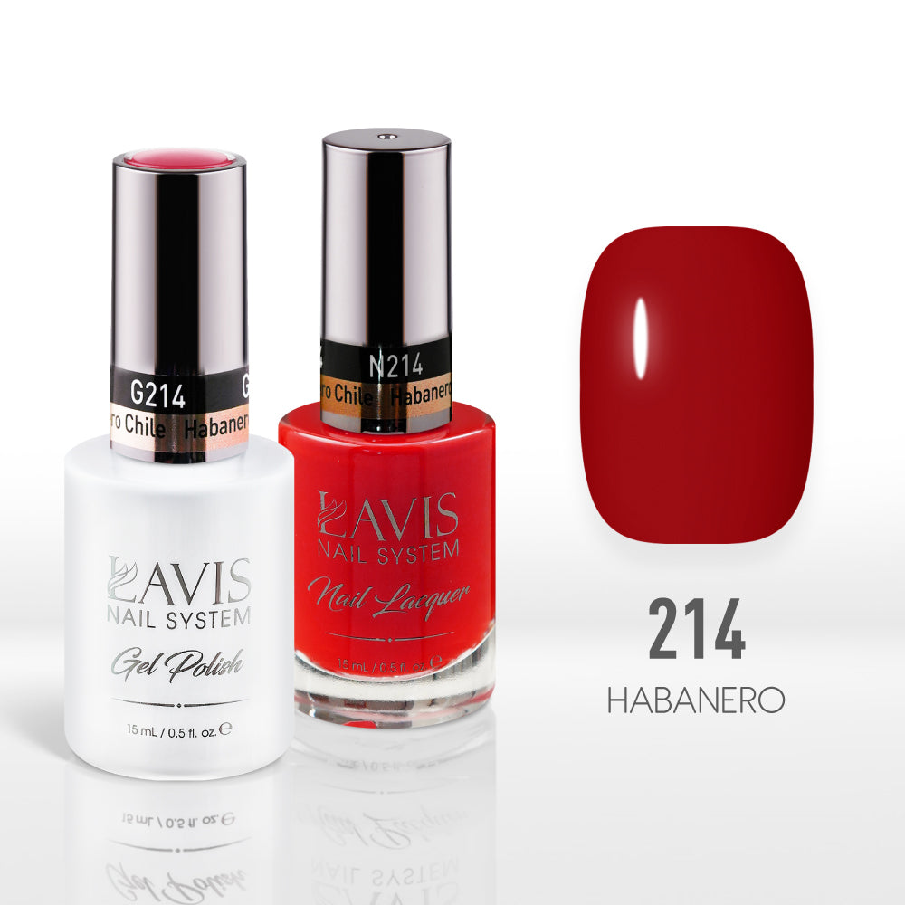 Lavis Gel Nail Polish Duo - 214 Scarlet Colors - Habanero Chile
