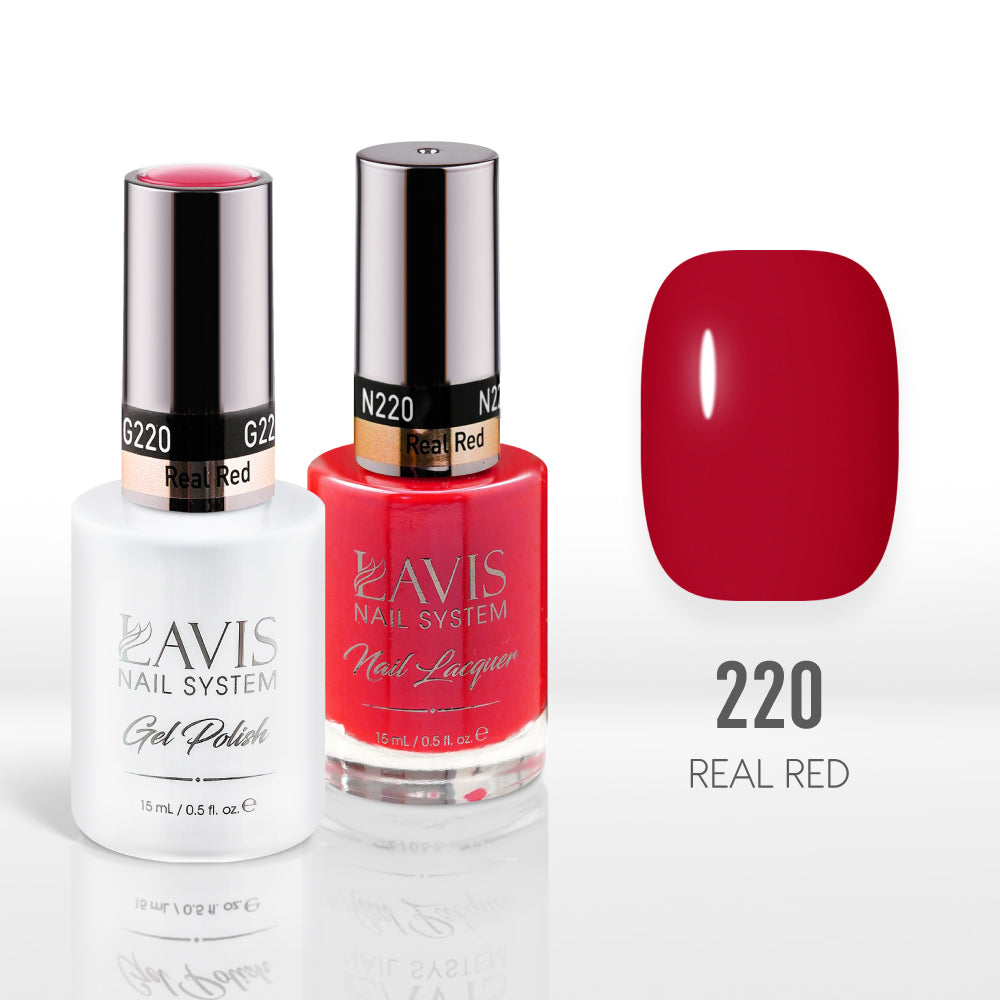 Lavis Gel Nail Polish Duo - 220 Scarlet Colors - Real Red