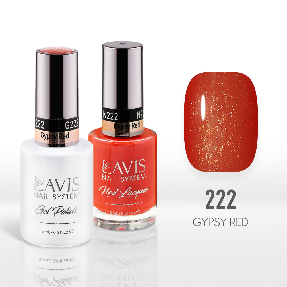 Lavis Gel Nail Polish Duo - 222 Shimmer Red Colors - Gypsy Red