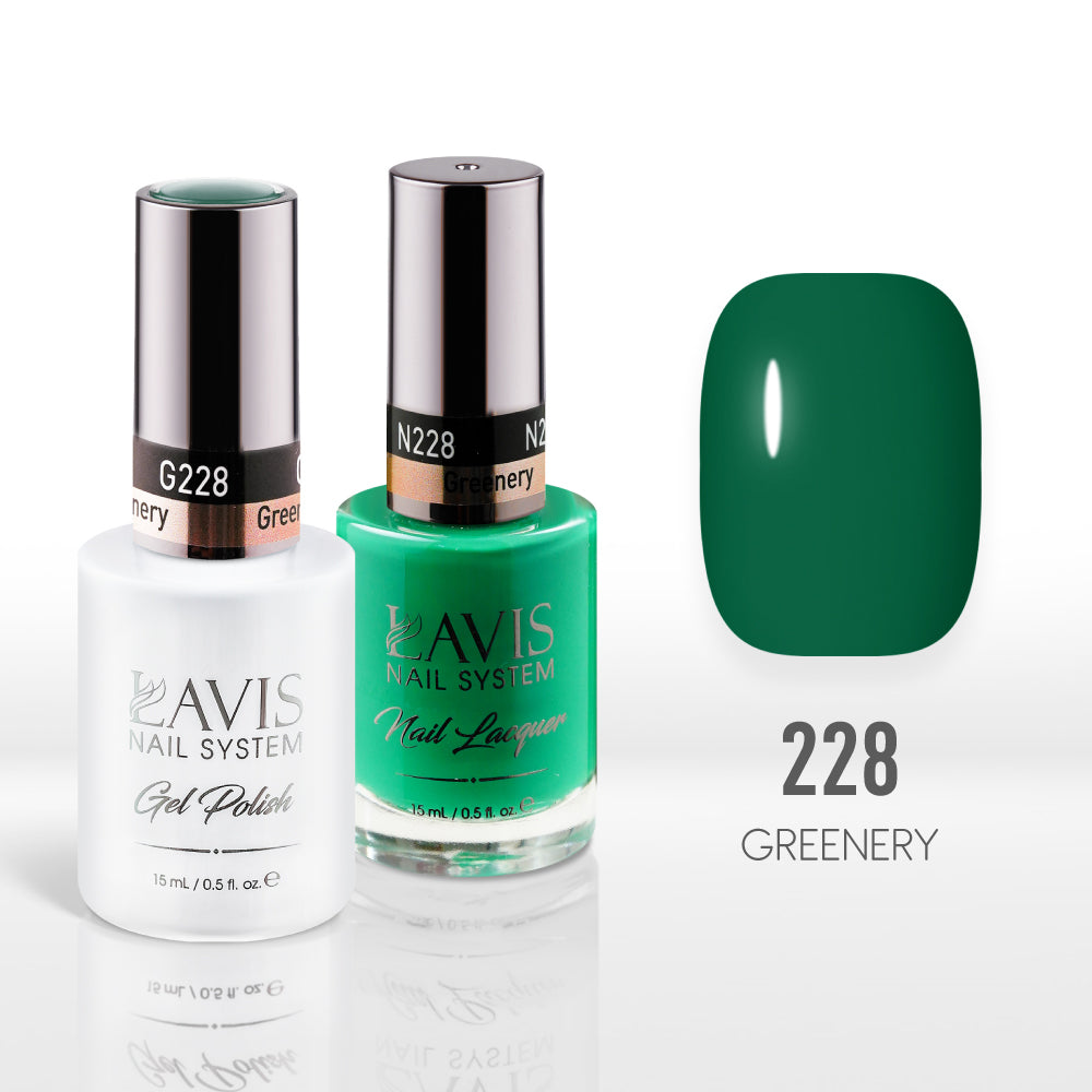 Lavis Gel Nail Polish Duo - 228 Green Colors - Greenery
