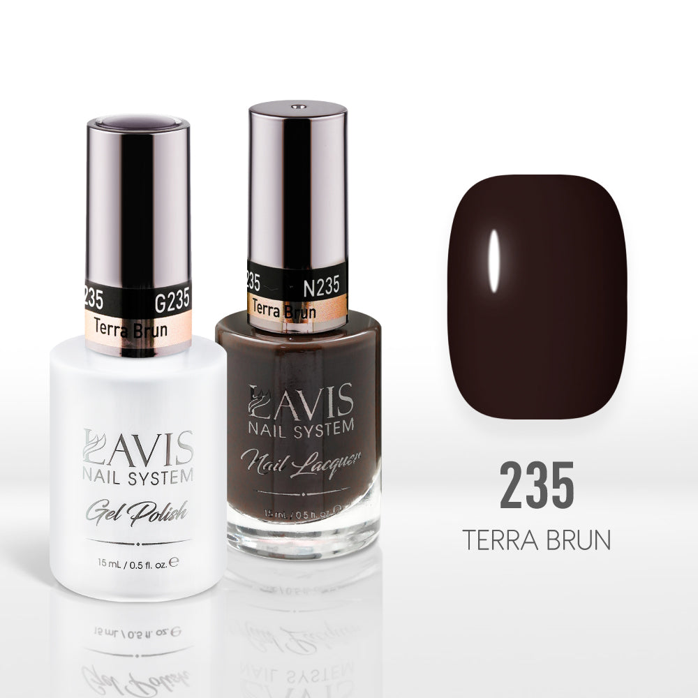 Lavis Gel Nail Polish Duo - 235 Brown Colors - Terra Brun