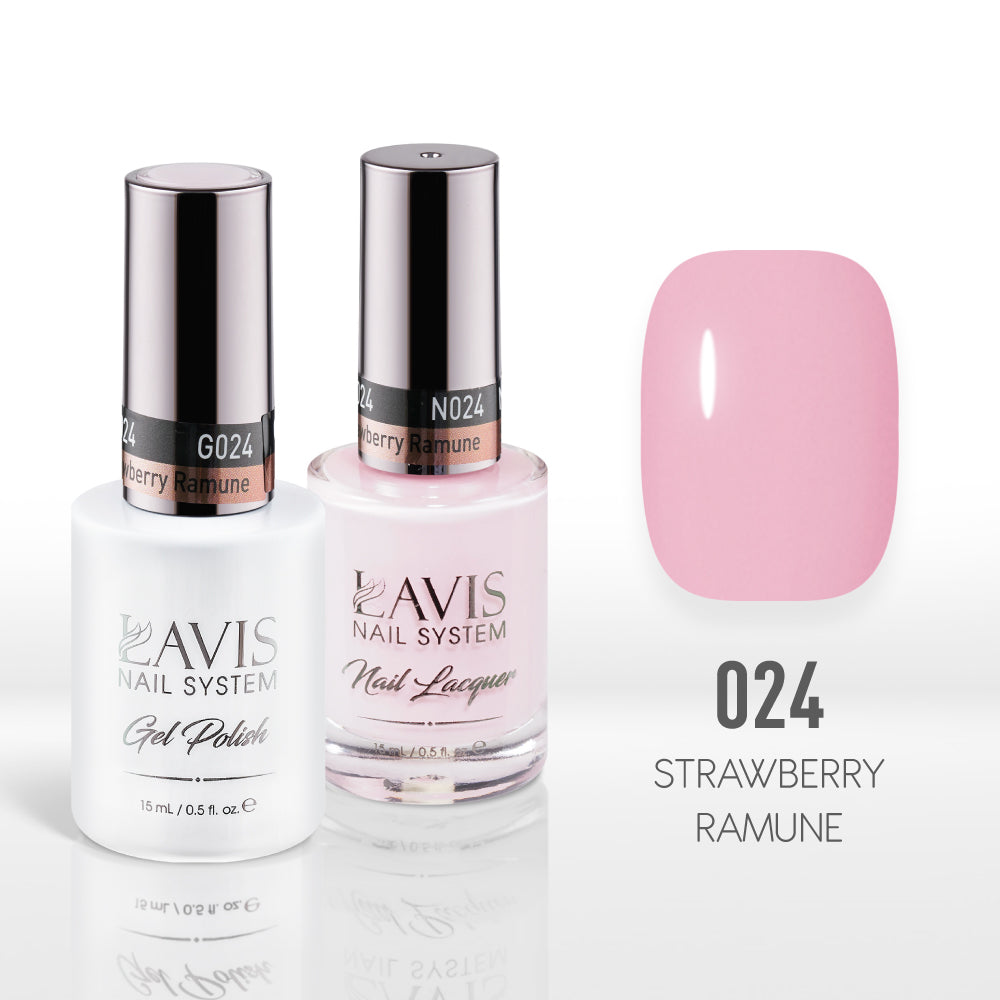 Lavis Gel Nail Polish Duo - 024 Pink Colors - Strawberry Ramune
