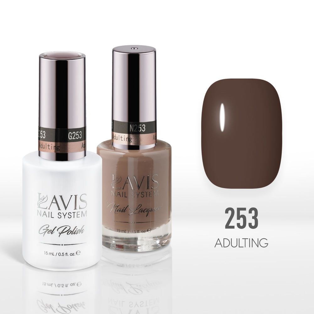 Lavis Gel Nail Polish Duo - 253 Brown Colors - Adulting