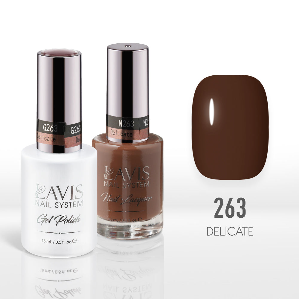 Lavis Gel Nail Polish Duo - 263 Brown Colors - Delicate