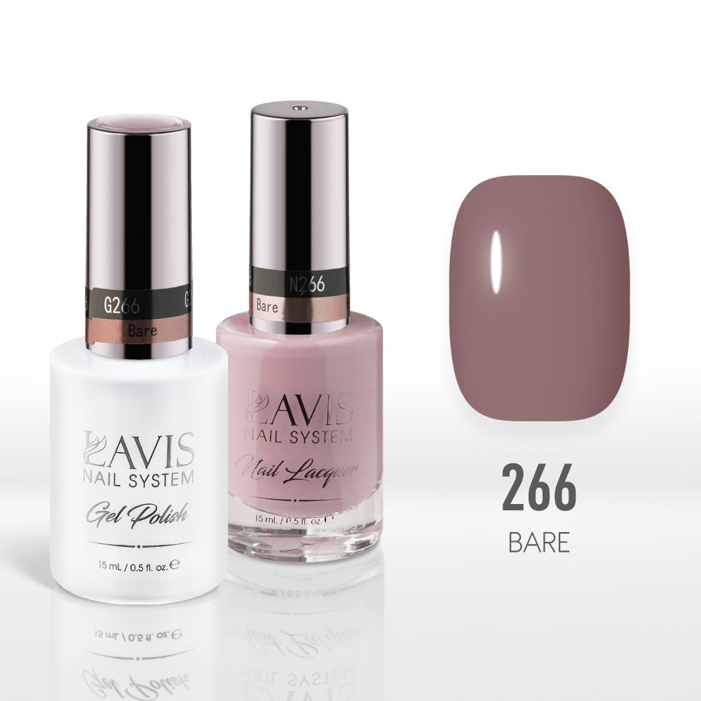 Lavis Gel Nail Polish Duo - 266 Vintage Rose Colors - Bare