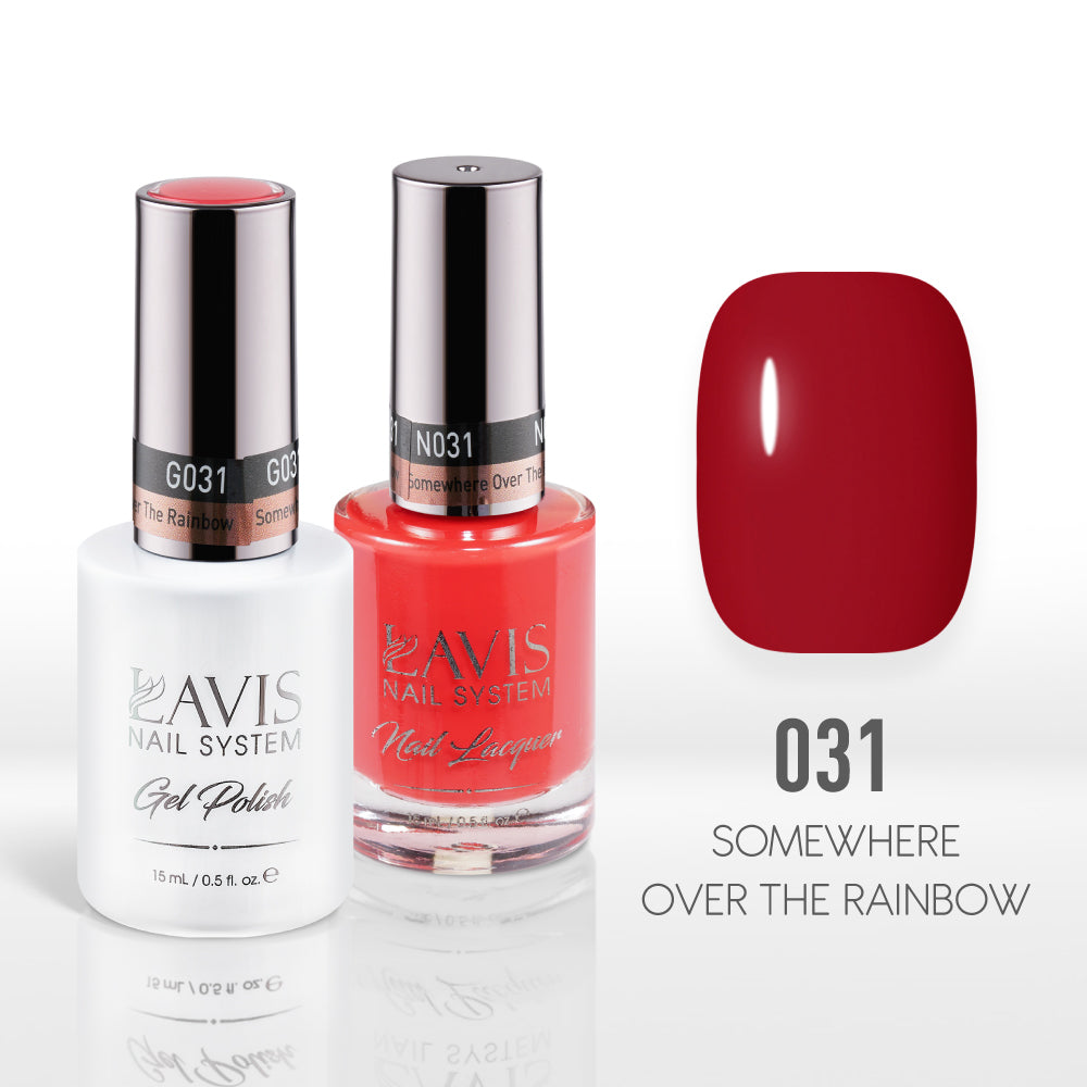 Lavis Gel Nail Polish Duo - 031 Red, Neon Colors - Somewhere Over The Rainbow