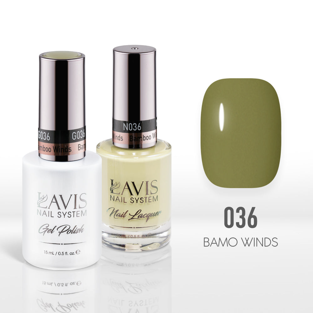 Lavis Gel Nail Polish Duo - 036 Green Colors - Bamboo Winds