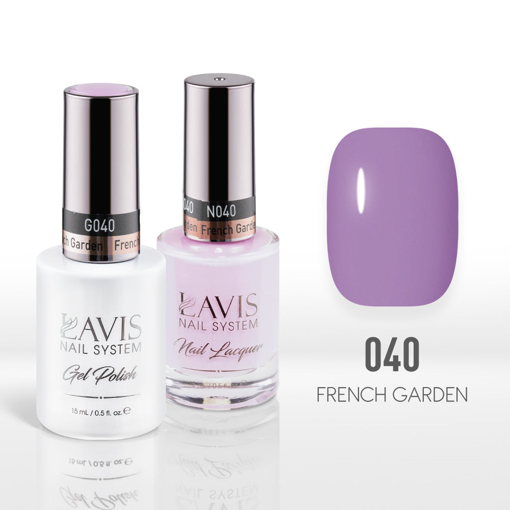 Lavis Gel Nail Polish Duo - 040 Purple Colors - French Garden