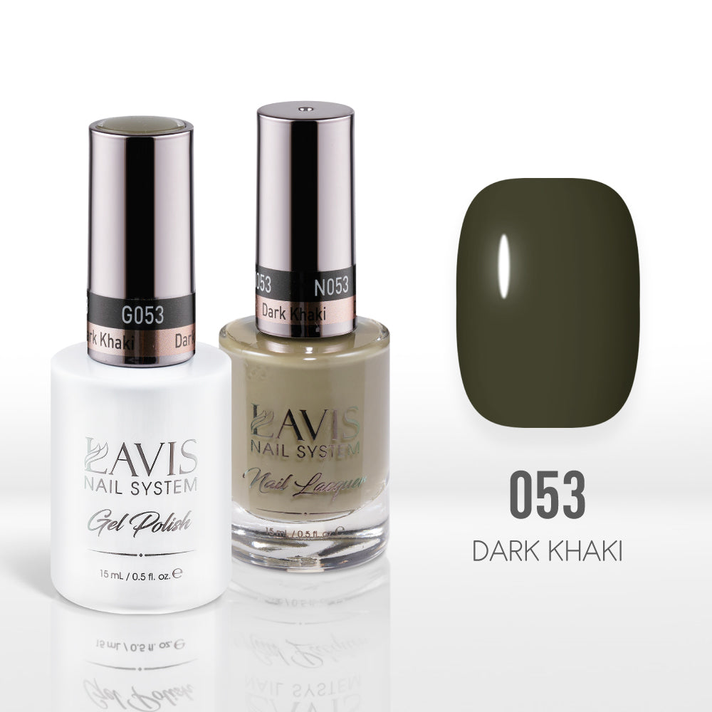 Lavis Gel Nail Polish Duo - 053 Green Colors - Dark Khaki