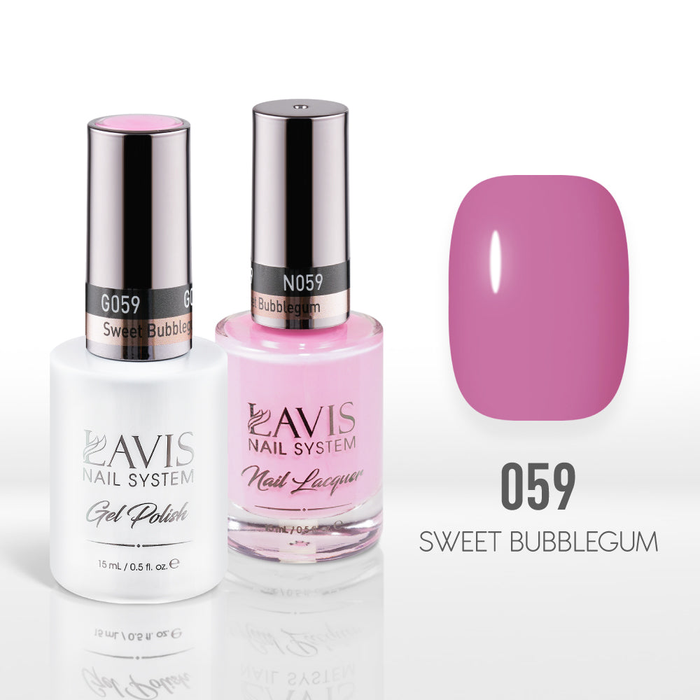 Lavis Gel Nail Polish Duo - 059 Pink Colors - Sweet Bubblegum