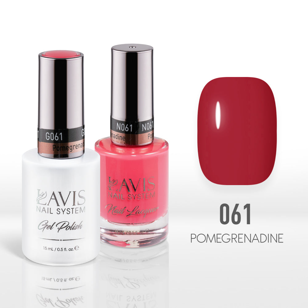 Lavis Gel Nail Polish Duo - 061 Pink Orange Colors - Pomegrenadine