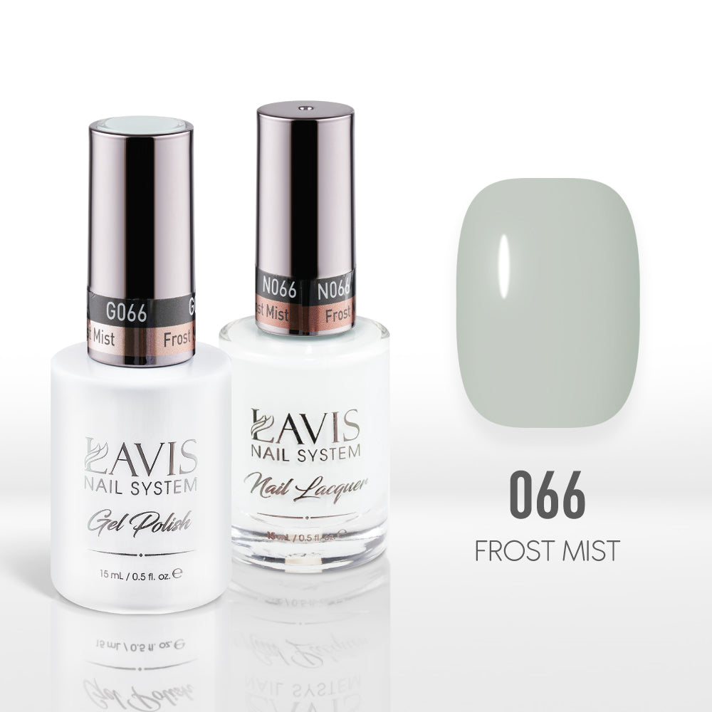 Lavis Gel Nail Polish Duo - 066 Blue, Green Colors - Frost Mist