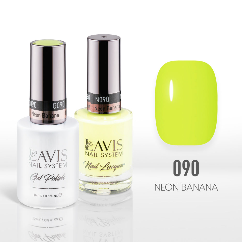 Lavis Gel Nail Polish Duo - 090 Yellow, Green Neon Colors - Neon Banana