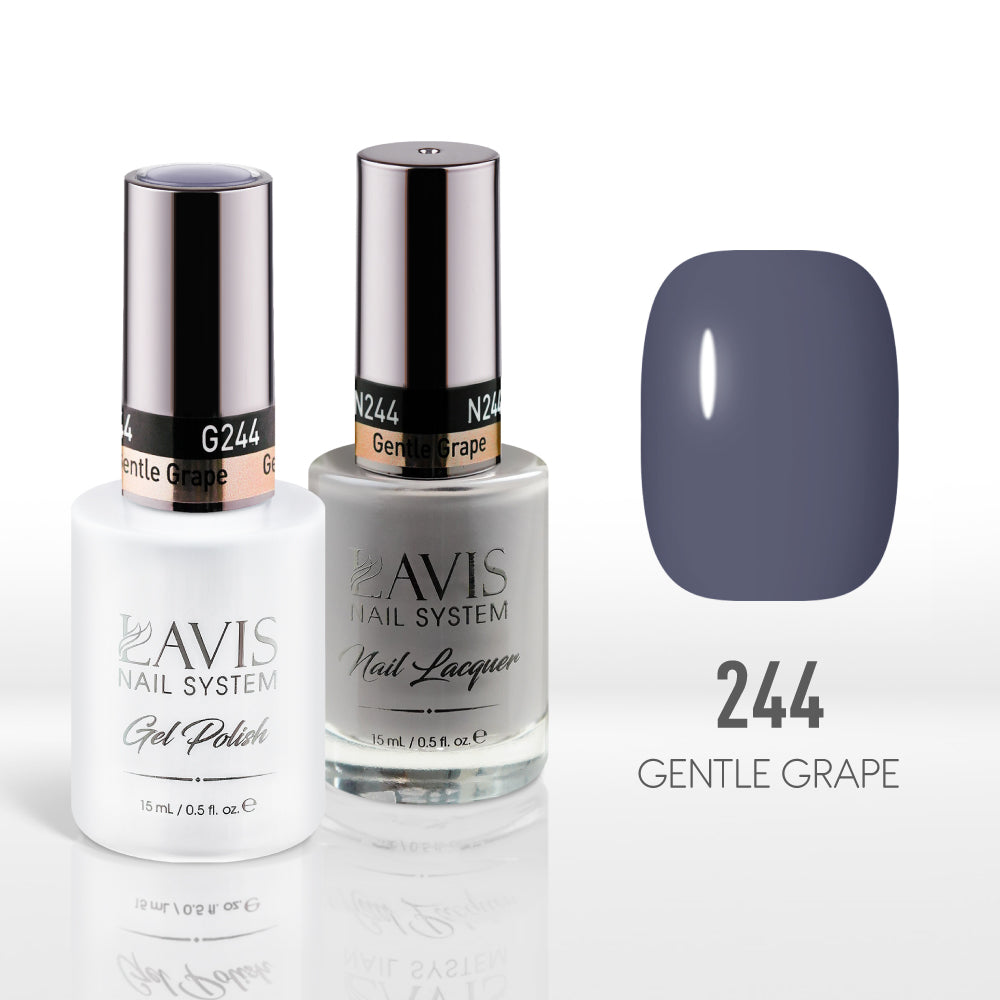 Lavis Gel Nail Polish Duo - 244 (Ver 2) Gray Colors - Gentle Grape